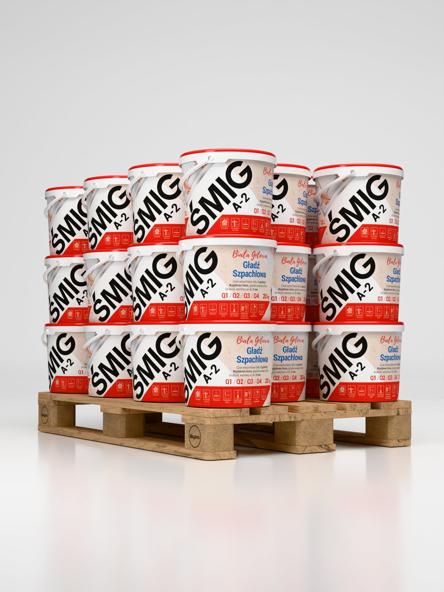 Biała Gotowa Gładź Szpachlowa ŚMIG A-2 paleta (33 szt x 20kg)