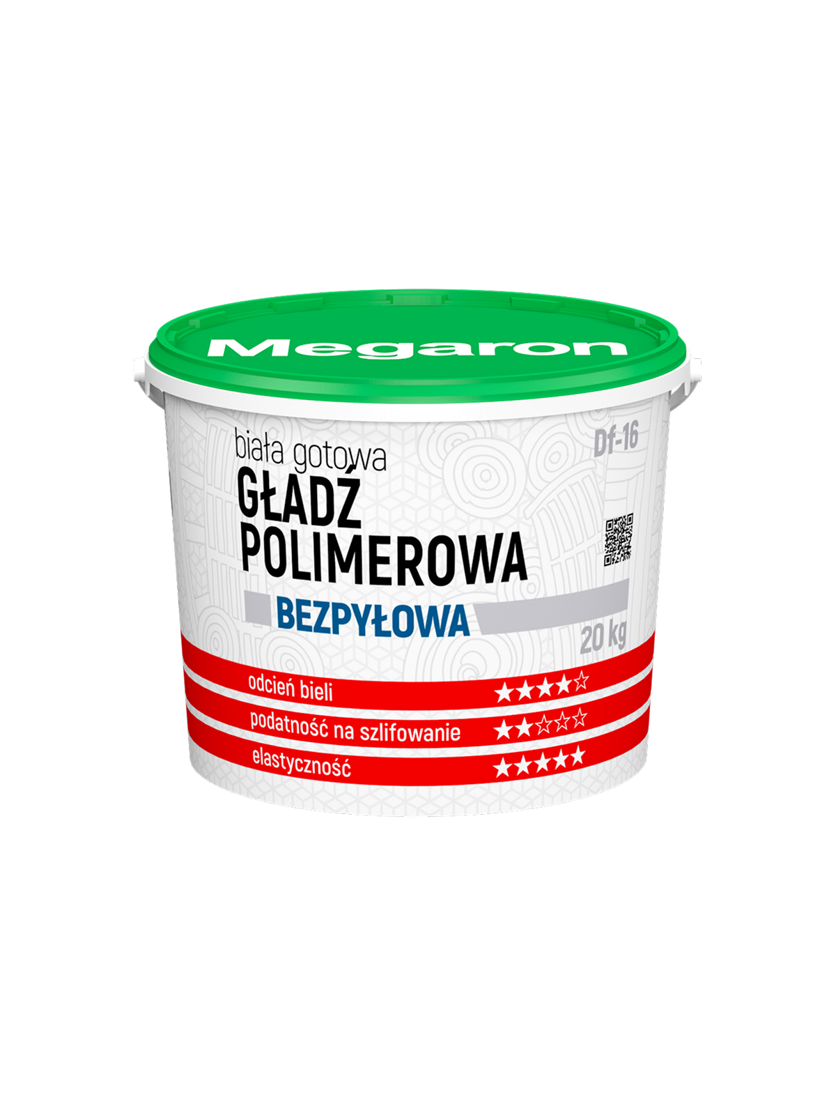 Biała gotowa gładź polimerowa BEZPYŁOWA Megaron Df-16