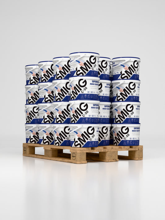 Supermocna Masa Szpachlowa do łączenia płyt g-k i naprawy uszkodzeń ŚMIG C-50 paleta (44 szt x 17kg)