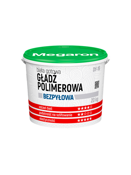 Biała gotowa gładź polimerowa BEZPYŁOWA Megaron Df-16